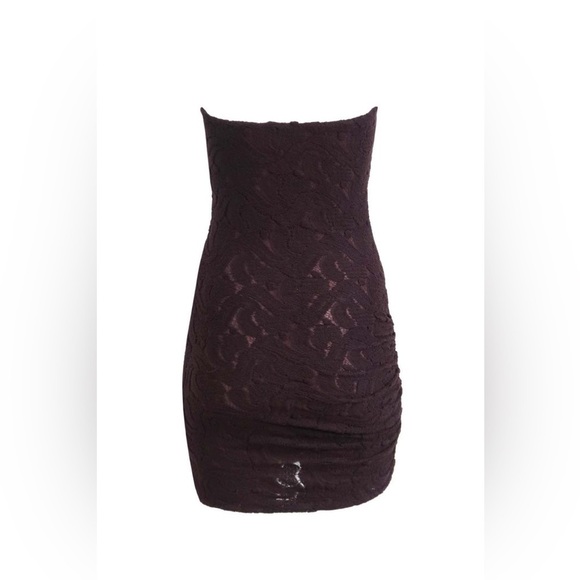 A.L.C. Strapless Brown Lace Ruched Bodycon Cocktail Party Dress 6314DL Size 0 - Picture 9 of 10